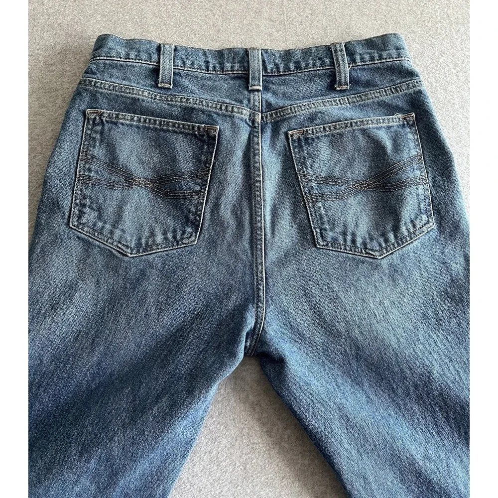 Blue Ranchwear Jeans‎ Mens 34x32 Blue Straight Denim Pants Cowboy Med Wash 32x31